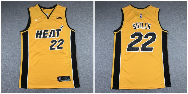 NBA Heat 22 Jimmy Butler Yellow Nike Men Jersey