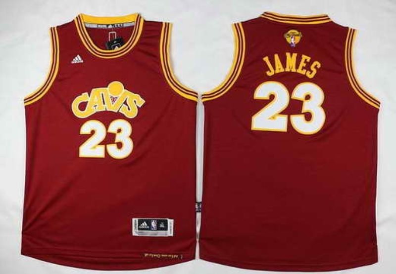 NBA Cavaliers 23 LeBron James Red The Finals Patch Stitched Adidas Youth Jersey