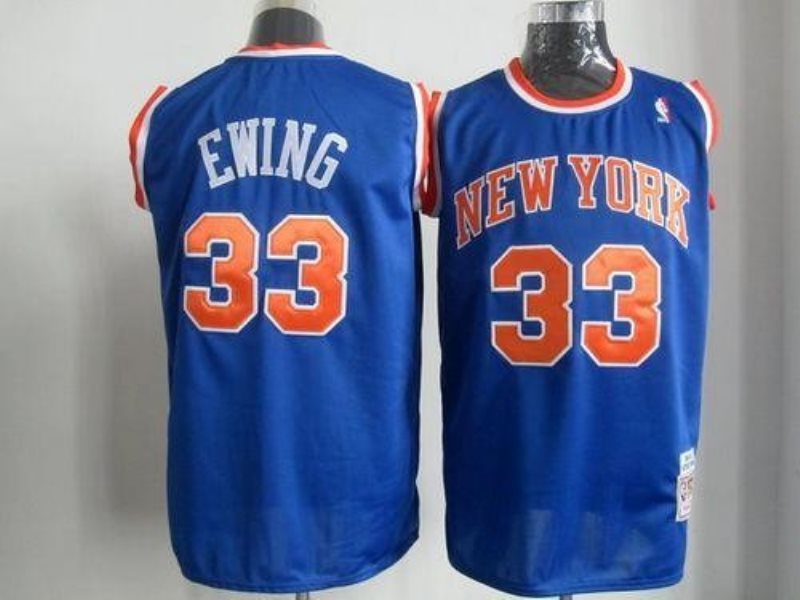 NBA Knicks 33 Patrick Ewing Blue Men Jersey