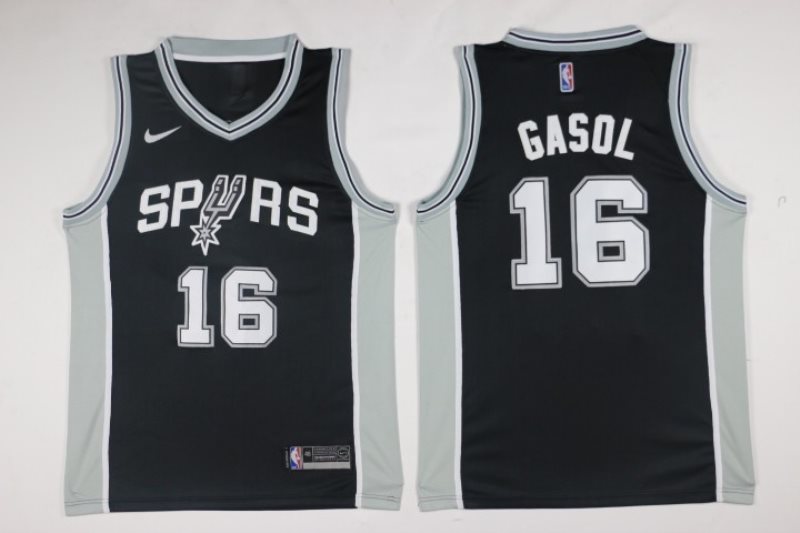 NBA Spurs 16 Pau Gasol Nike Black Men Jersey