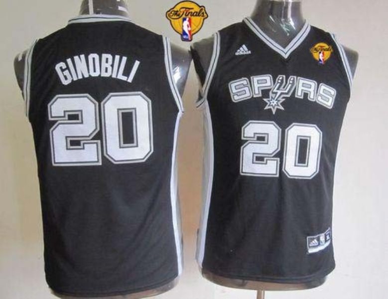 NBA Spurs 20 Manu Ginobili Black With Finals Patch Youth Jersey