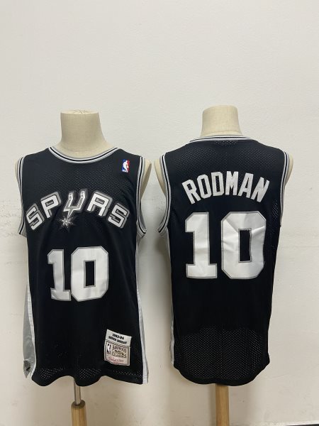 NBA Spurs 10 Dennis Rodman Black 1993-94 Hardwood Classics Men Jersey