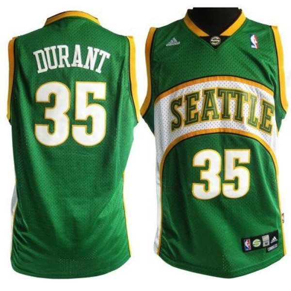 NBA Supersonics 35 Kevin Durant Green Men Jersey
