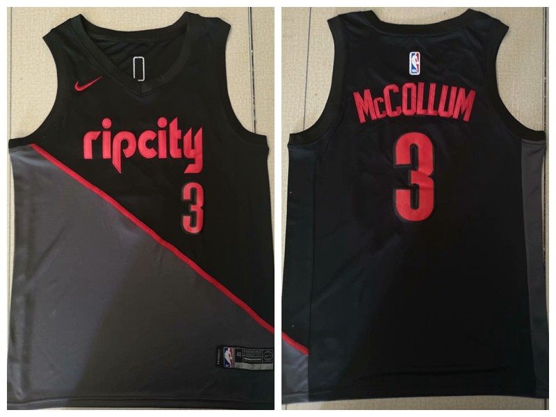 NBA Blazers 3 C.J. McCollum Black 2018-19 City Edition Swingman Nike Men Jersey