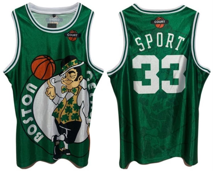 NBA Boston Celtics 33 Larry Bird Green Print Basketball Men Jersey