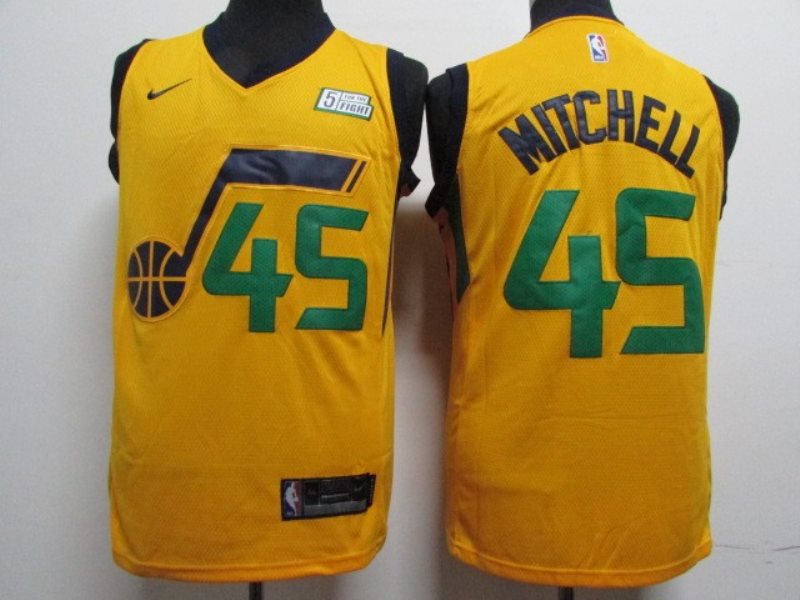 NBA Jazz 45 Donovan Mitchell Yellow Nike Swingman Jersey (with logo)