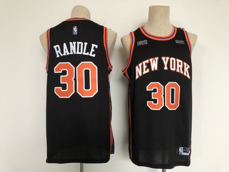 NBA Knicks 30 Julius Randle Black 75th Anniversary Men Jersey