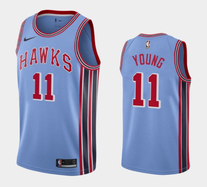 Nike Hawks 11 Young Blue Customized Men Jersey