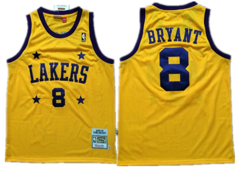 NBA Lakers 8 Kobe Bryant Yellow 2004-05 Hardwood Classics Men Jersey