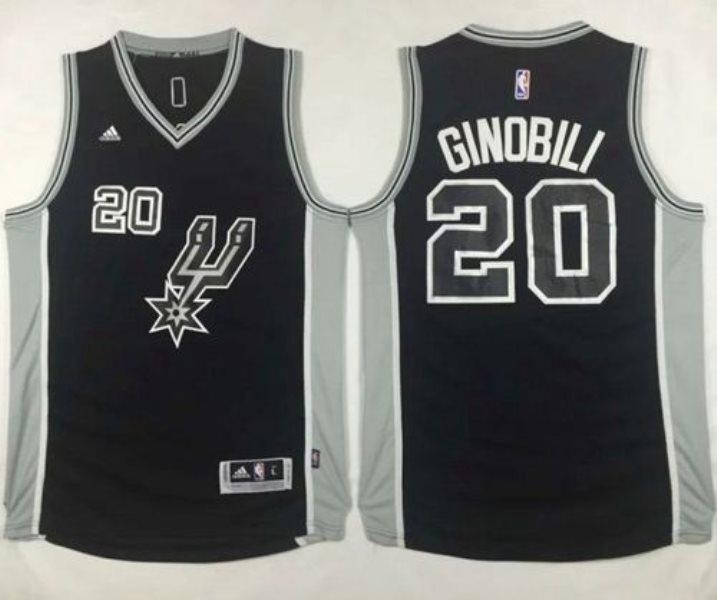 NBA Spurs 20 Manu Ginobili Black New Road Men Jersey