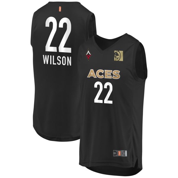 WNBA Las Vegas Aces 22 A'ja Wilson Black 2018 WNBA Primary Men Jersey