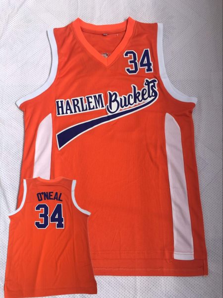 Harlem Buckets 34 O'Neal Orange Uncle Drew Movie Basketball Men Jersey