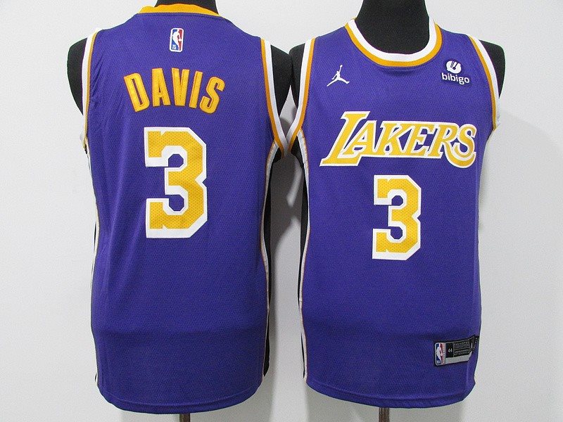 NBA Lakers 3 Davis Purple 75th Anniversary Men Jersey