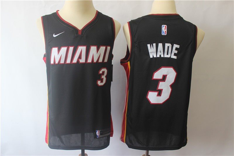 NBA Heat 3 Dwyane Wade Black Nike Men Jersey