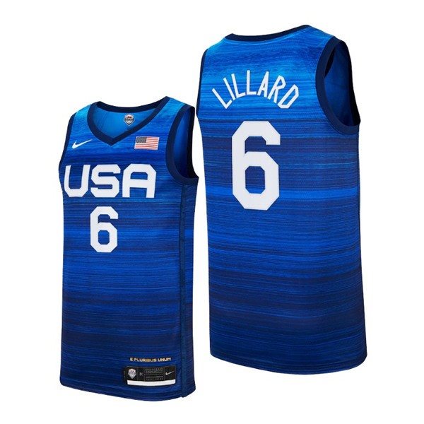 USA Basketball 6 Damian Lillard 2021 Tokyo Olympics Blue Away Men Jersey