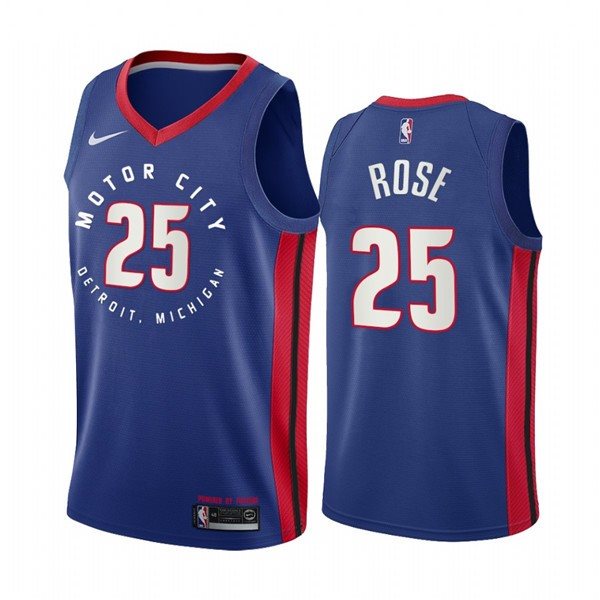 NBA Pistons 25 Derrick Rose Navy 2020-21 City Edition Nike Men Jersey Jersey