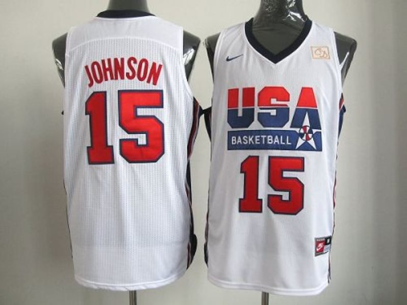 Team USA No.15 Magic Johnson White 2012 USA Basketball Retro Men's Basketball Jersey