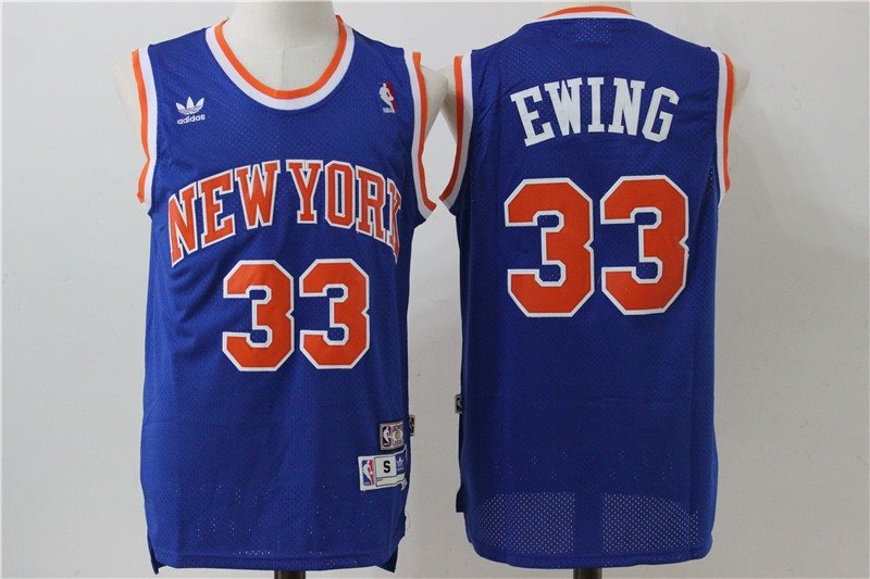 NBA Knicks 33 Patrick Ewing Throwback Blue Men Jersey