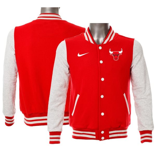 NBA Chicago Bulls Blank Red Grey Nike Wool Jacket