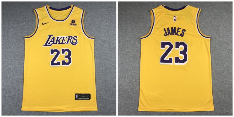 NBA Lakers 23 James Yellow 2021-22 Season Men Jersey