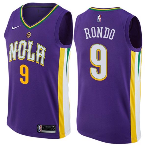 NBA Pelicans 9 Rajon Rondo Purple Mardi Gras Pride Nike Men Jersey