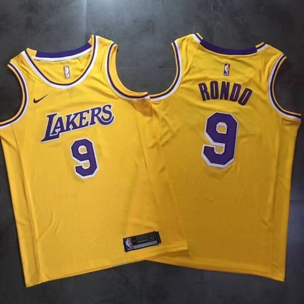 NBA Lakers 9 Rajon Rondo Gold 2018-19 Nike Swingman Men Jersey