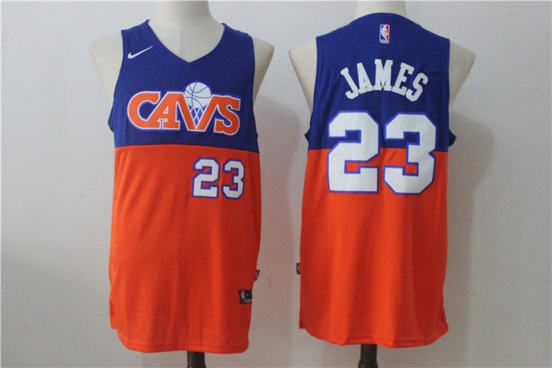 NBA Cavaliers 23 Lebron James Blue & Orange Nike Men Jersey