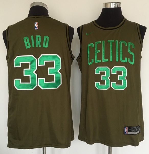 NBA Celtics 33 Larry Bird Olive Nike Swingman Men Jersey