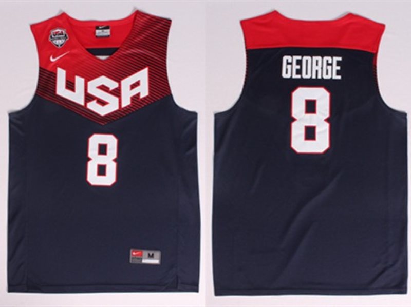 Team USA No.8 Paul George Dark Blue Male Basketball Jersey