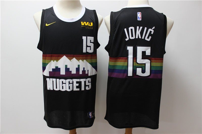 NBA Nuggets 15 Nikola Jokic Black 2019-20 City Edition Nike Men Jersey