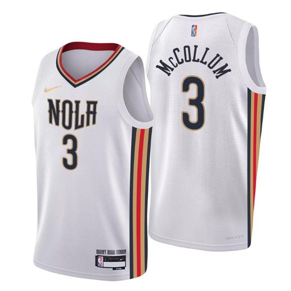 NBA New Orleans Pelicans 3 C.J. McCollum White 75th Anniversary City Men Jersey