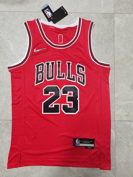 NBA Bulls 23 Jordan Red 75th Anniversary Men Jersey