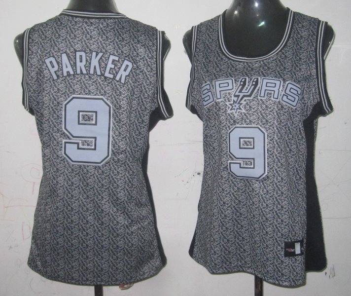 NBA Spurs 9 Tony Parker Grey Static Women Jersey