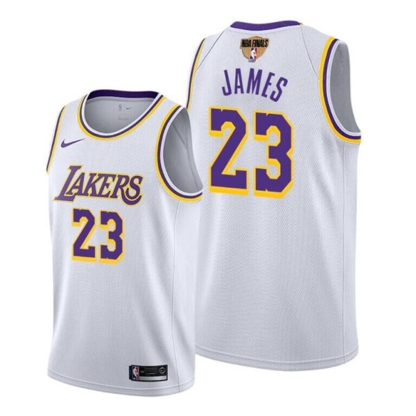 NBA Lakers 23 LeBron James White 2020 Finals Patch Men Jersey