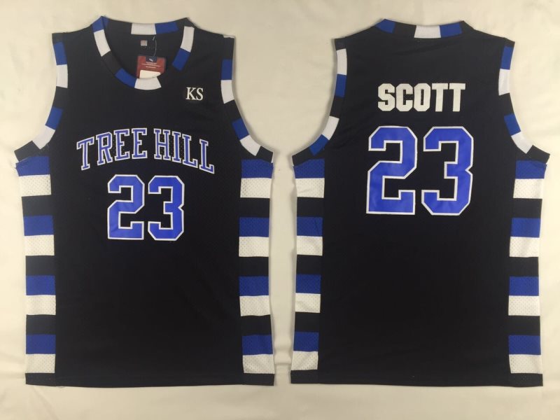 One Tree Hill Ravens 23 Nathan Scott Black Stitched Basketball Jersey