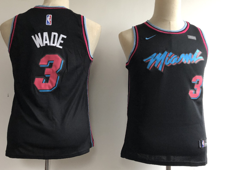 NBA Heat 3 Dwyane Wade 2018-19 City Edition Black Nike Youth Jersey