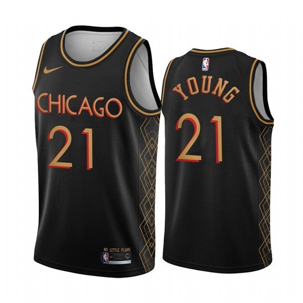 NBA Bulls 21 Thaddeus Young Black 2020-21 City Edition Nike Men Jersey