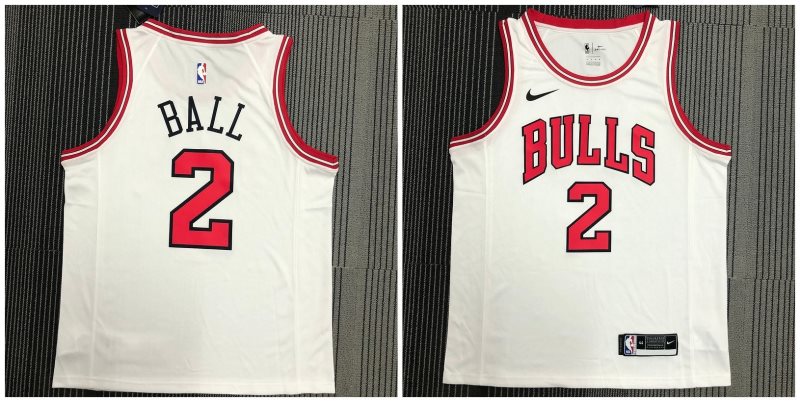 NBA Bulls 2 Ball White Nike Men Jersey