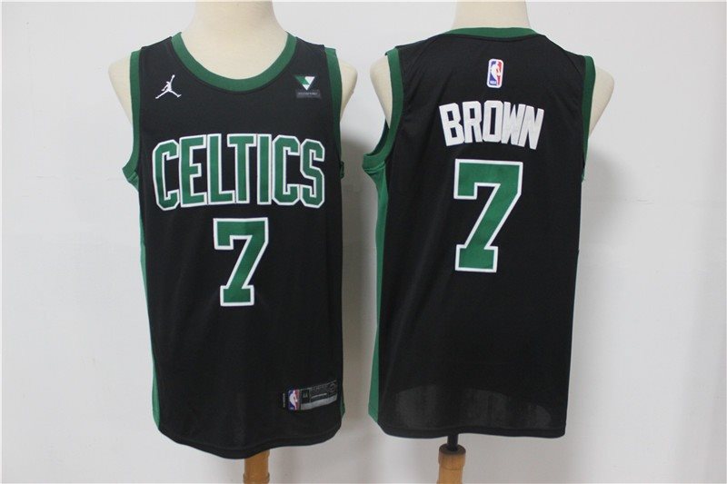 NBA Celtics 7 Jaylen Brown Black Jordan 2021 Men Jersey