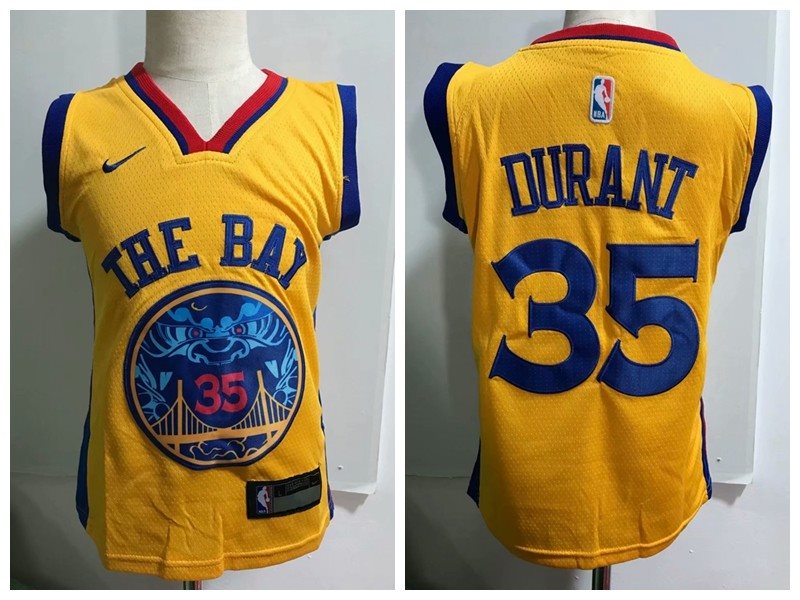 NBA Warrior 35 Kevin Durant Yellow Nike Toddler Jersey
