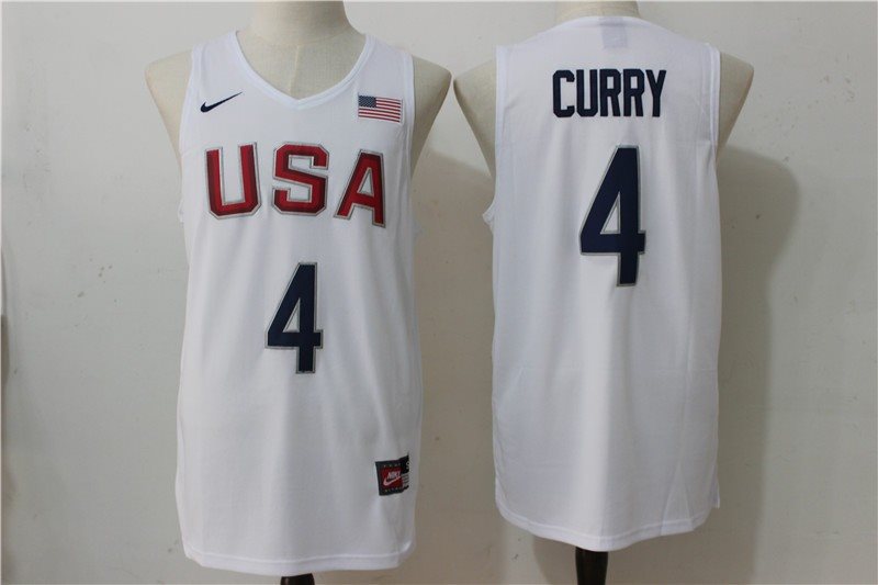 USA 4 Stephen Curry White 2016 Dream Team Basketball Jersey