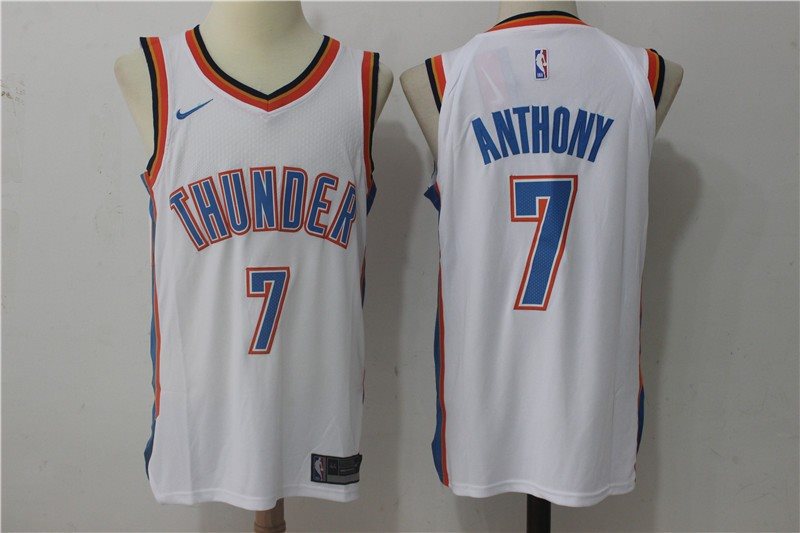 NBA Thunder 7 Carmelo Anthony White Nike Men Jersey