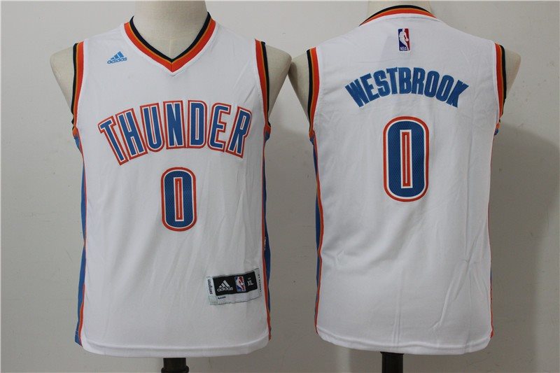 NBA Thunder 0 Russell Westbrook White Swingman Youth Jersey