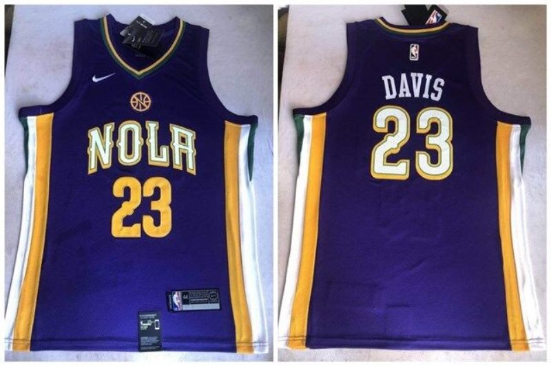 NBA Pelicans 23 Anthony Davis Purple City Edition Nike Men Jersey