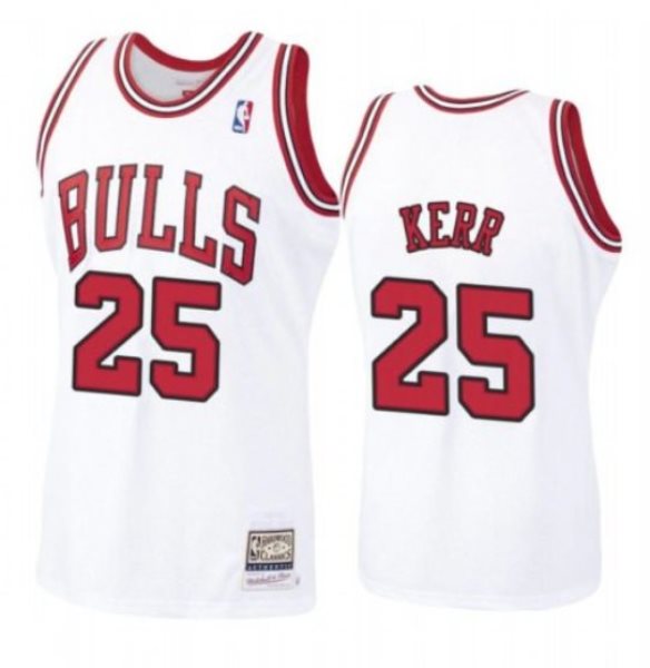 NBA Bulls 25 Steve Kerr White Throwback Men Jersey