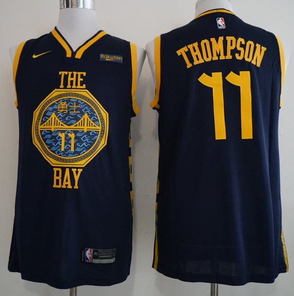 NBA Warriors 11 Klay Thompson Navy 2018-19 City Edition Swingman Nike Men Jersey