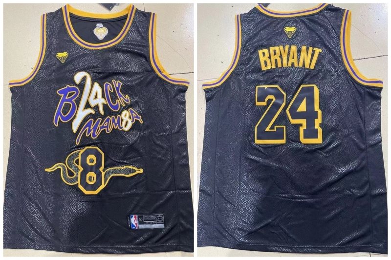 NBA Lakers 24 & 8 Kobe Bryant Mamba Black Men Jersey