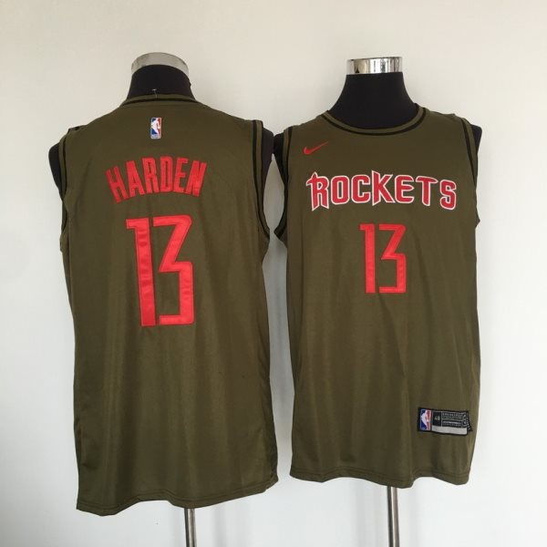 NBA Rockets 13 James Harden Olive Nike Swingman Men Jersey