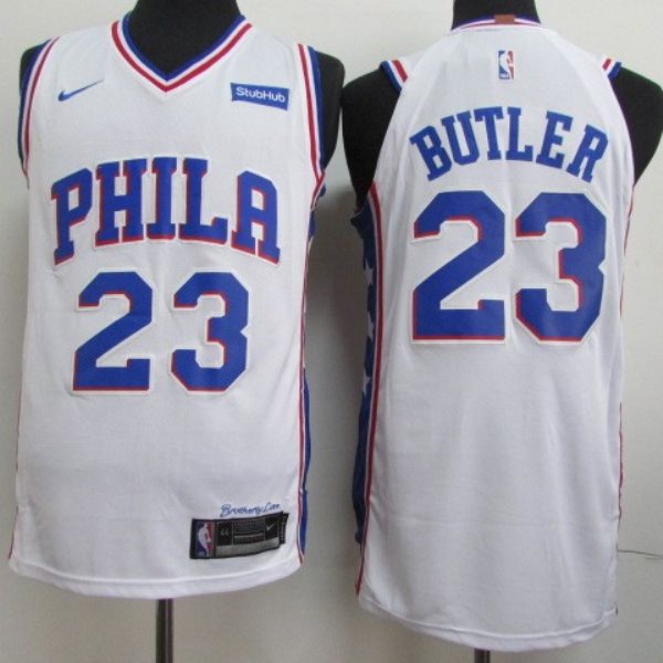 NBA 76ers 23 Jimmy Butler White Nike Men Jersey