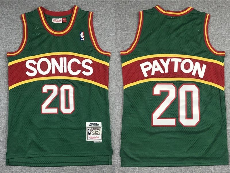 NBA Supersonics 20 Gary Payton Green Men Jersey